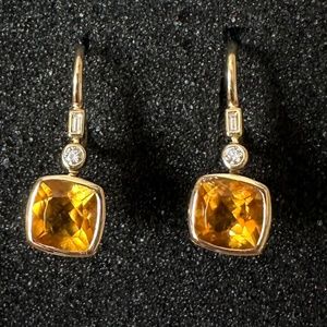 Gold Citrine Drop Earrings